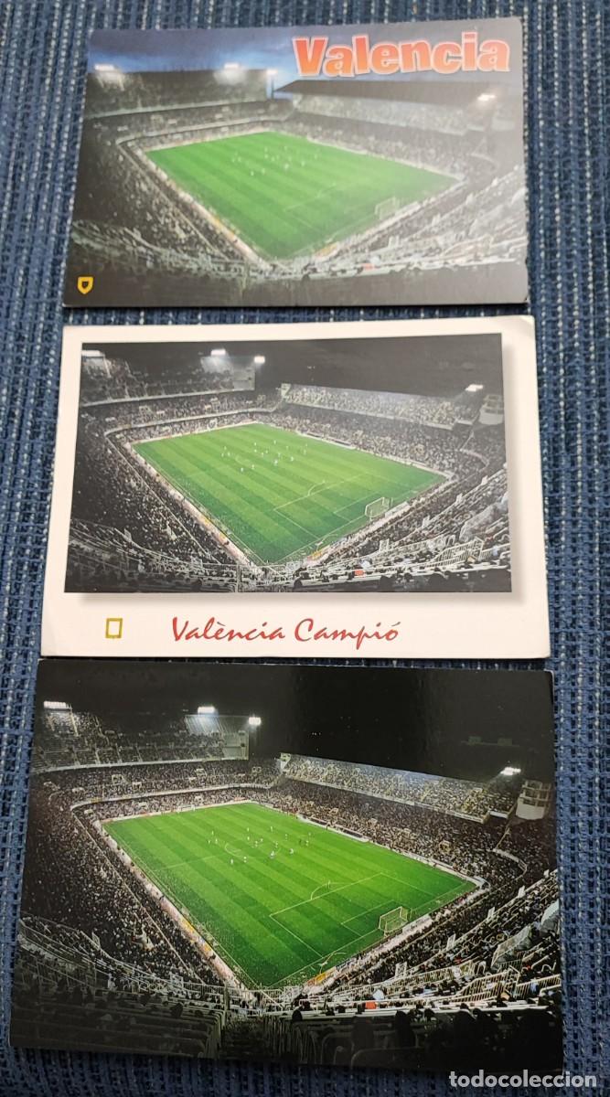 Coleccionismo deportivo: Lote 3 postales estadio Mestalla - Foto 1