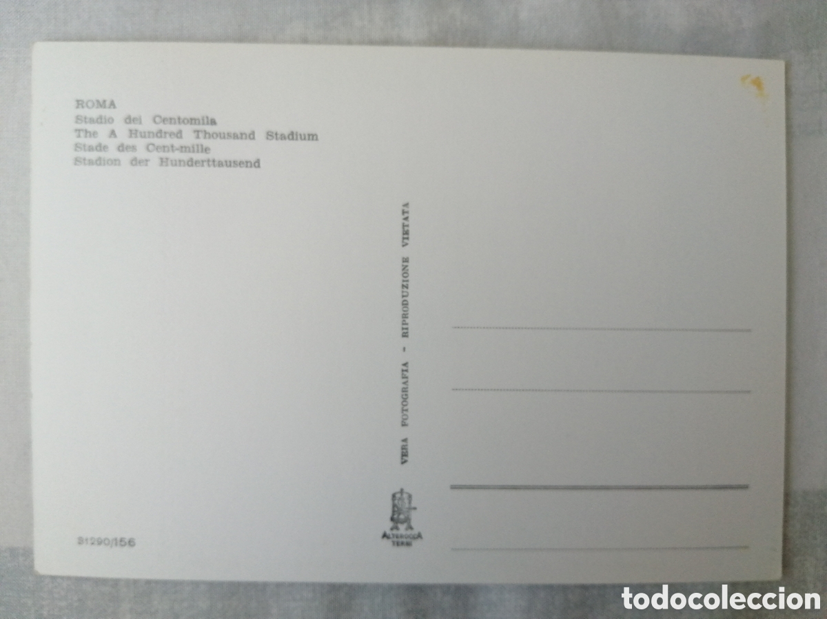 Coleccionismo deportivo: Postal Estadio Ol&iacute;mpico, Roma - Foto 2