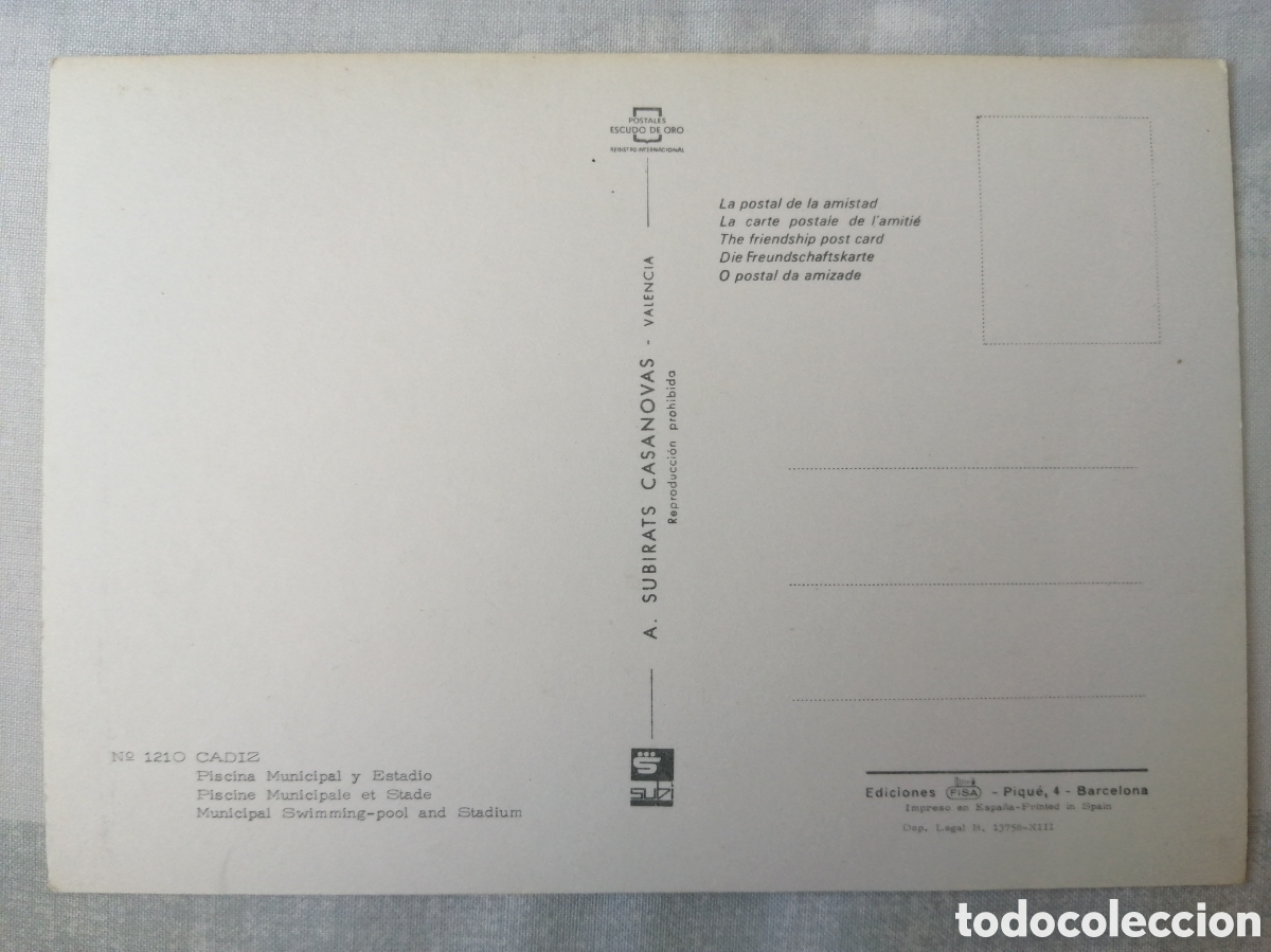Coleccionismo deportivo: Postal Estadio Carranza, C&aacute;diz - Foto 2