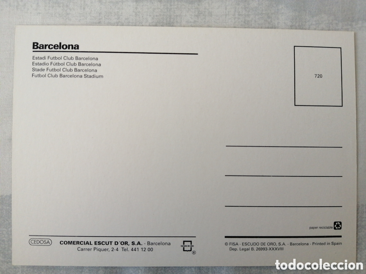 Coleccionismo deportivo: Postal Estadio Camp Nou - Foto 2