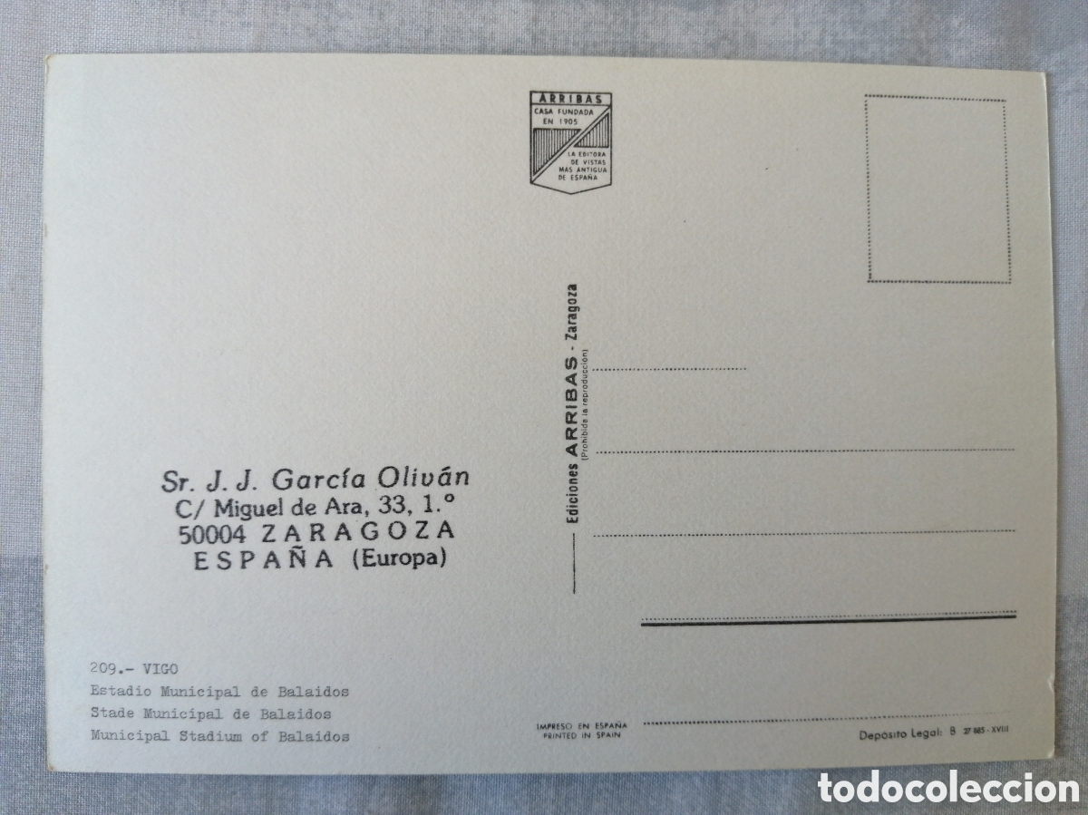 Coleccionismo deportivo: Postal Estadio de Balaidos, Vigo - Foto 2
