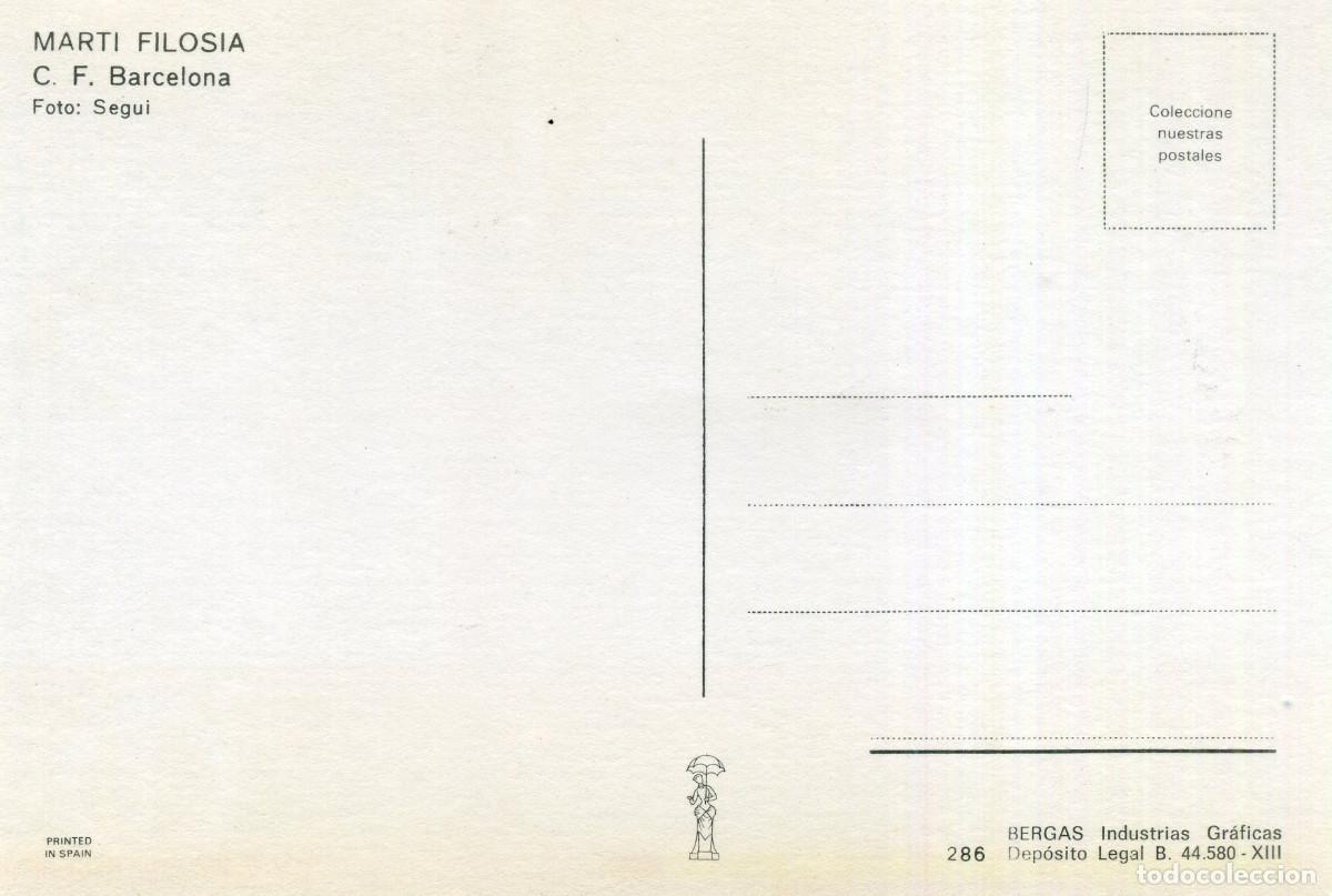 Coleccionismo deportivo: FC BARCELONA - MARTI FILOSIA - Foto 2