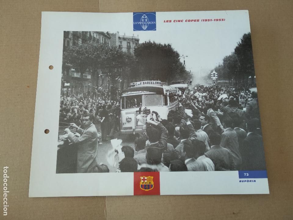 Colecionismo desportivo: 73 LES CINC COPES 1951-1953 L&Aacute;MINA TIPO POSTAL EL GRAN &Aacute;LBUM DEL BAR&Ccedil;A LA VANGUARDIA
