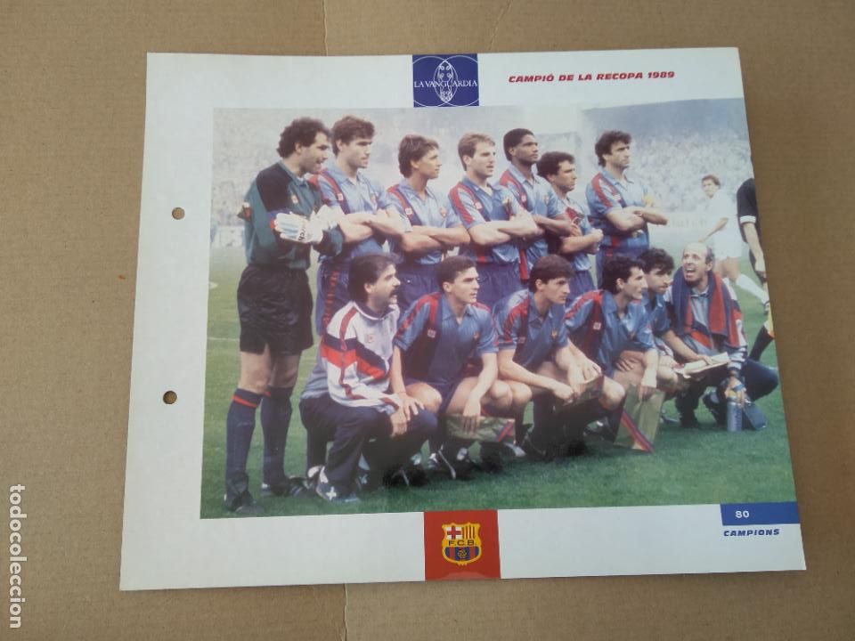 Colecionismo desportivo: 80 CAMPI&Oacute; RECOPA 1989 EQUIPO L&Aacute;MINA TIPO POSTAL EL GRAN &Aacute;LBUM DEL BAR&Ccedil;A LA VANGUARDIA