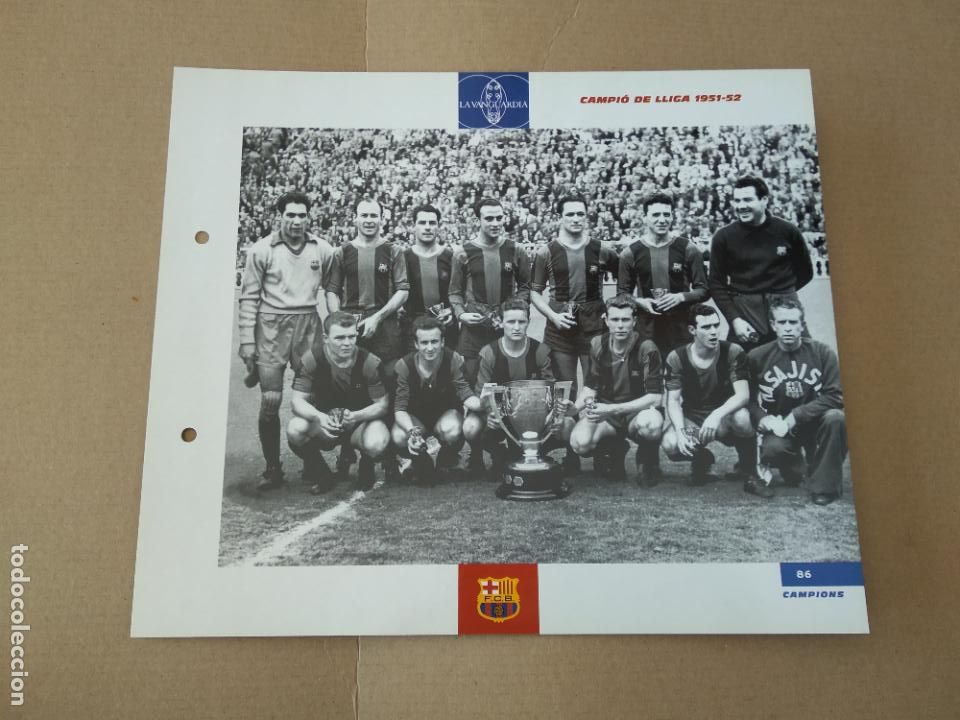 Colecionismo desportivo: 86 CAMPI&Oacute; DE LLIGA 1951-1952 EQUIPO L&Aacute;MINA TIPO POSTAL EL GRAN &Aacute;LBUM DEL BAR&Ccedil;A LA VANGUARDIA