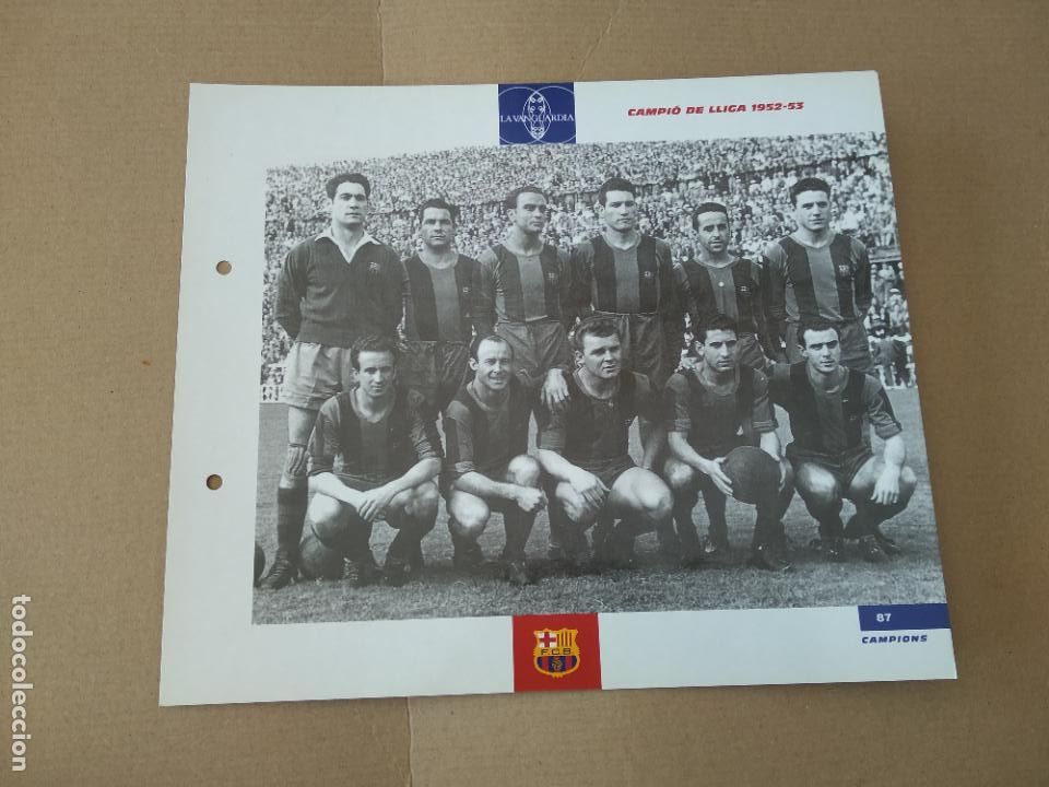 Colecionismo desportivo: 87 CAMPI&Oacute; DE LLIGA 1952-1953 EQUIPO L&Aacute;MINA TIPO POSTAL EL GRAN &Aacute;LBUM DEL BAR&Ccedil;A LA VANGUARDIA