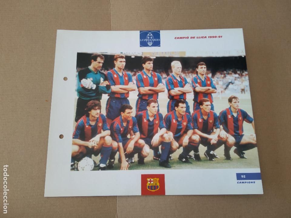 Colecionismo desportivo: 92 CAMPI&Oacute; DE LLIGA 1990-1991 EQUIPO L&Aacute;MINA TIPO POSTAL EL GRAN &Aacute;LBUM DEL BAR&Ccedil;A LA VANGUARDIA