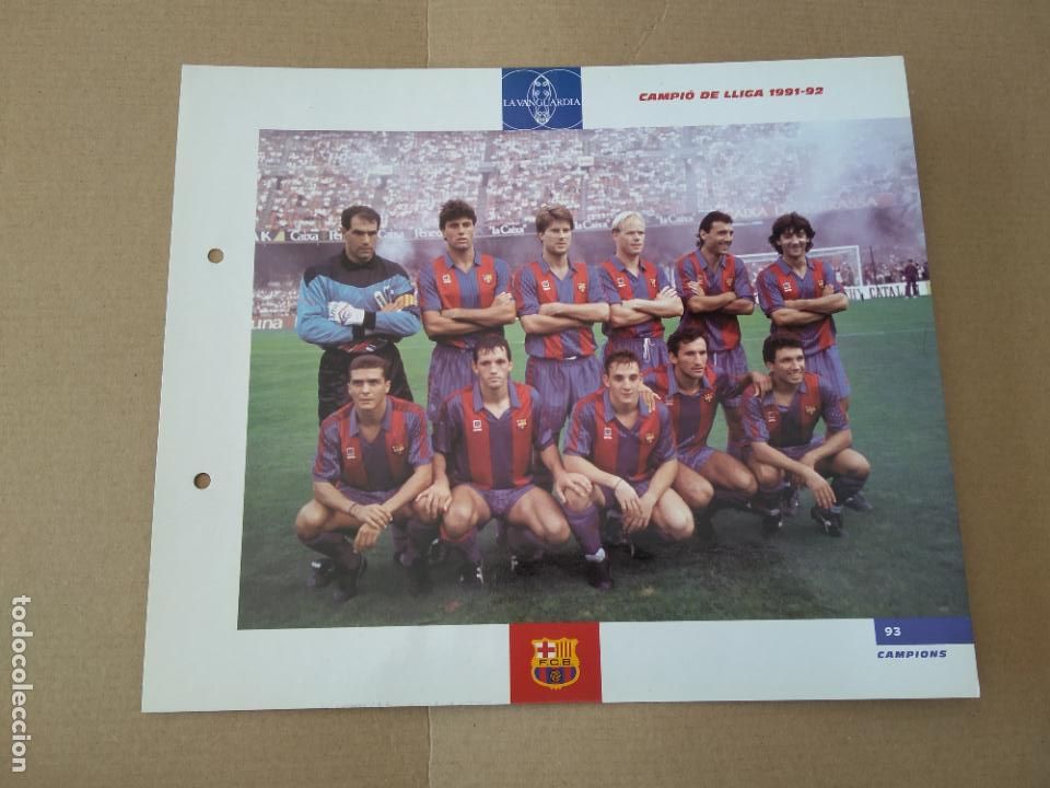 Colecionismo desportivo: 93 CAMPI&Oacute; DE LLIGA 1991-1992 EQUIPO L&Aacute;MINA TIPO POSTAL EL GRAN &Aacute;LBUM DEL BAR&Ccedil;A LA VANGUARDIA