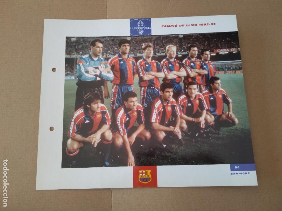 Colecionismo desportivo: 94 CAMPI&Oacute; DE LLIGA 1992-1993 EQUIPO L&Aacute;MINA TIPO POSTAL EL GRAN &Aacute;LBUM DEL BAR&Ccedil;A LA VANGUARDIA