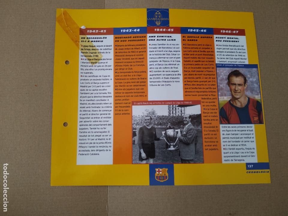 Collectionnisme sportif: 137 CRONOLOGIA GONZALVOS CESAR CALVET RAICH L&Aacute;MINA TIPO POSTAL EL GRAN &Aacute;LBUM DEL BAR&Ccedil;A LA VANGUARDIA