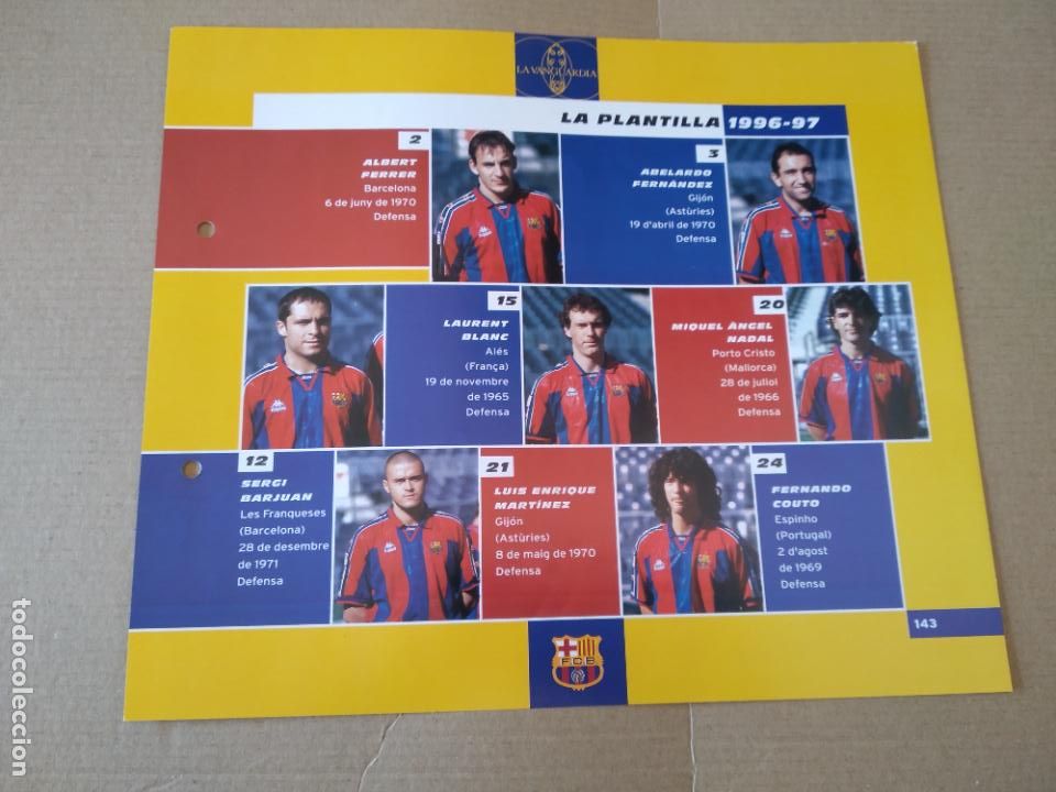 Collectionnisme sportif: 143 CRONOLOGIA PLANTILLA 96-97 L&Aacute;MINA TIPO POSTAL EL GRAN &Aacute;LBUM DEL BAR&Ccedil;A LA VANGUARDIA