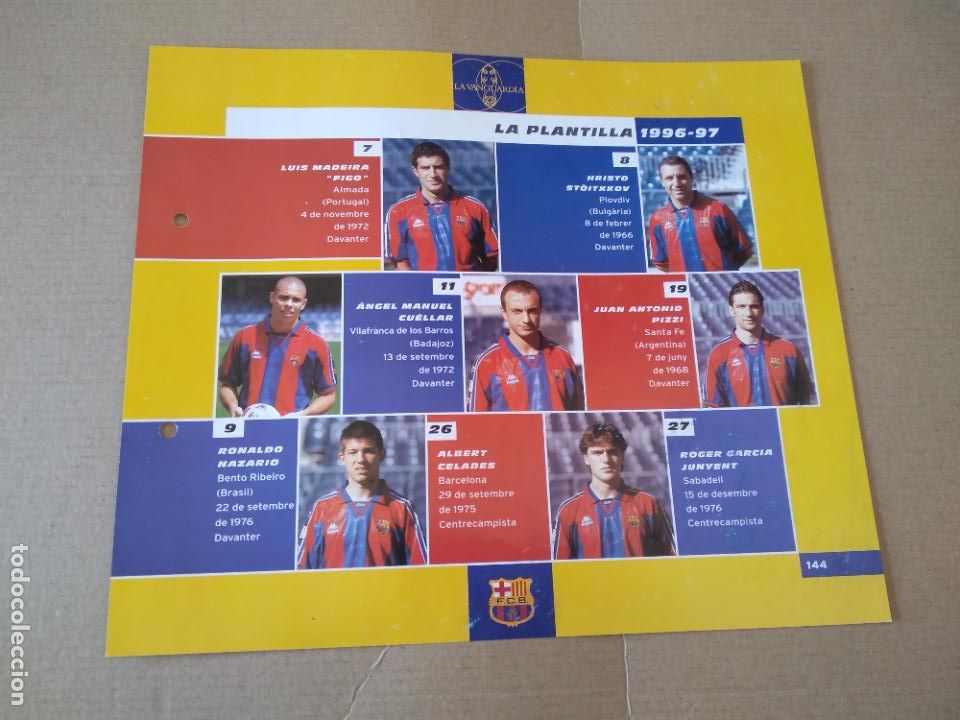 Collectionnisme sportif: 144 CRONOLOGIA EQUIPO PLANTILLA 96-97 L&Aacute;MINA TIPO POSTAL EL GRAN &Aacute;LBUM DEL BAR&Ccedil;A LA VANGUARDIA
