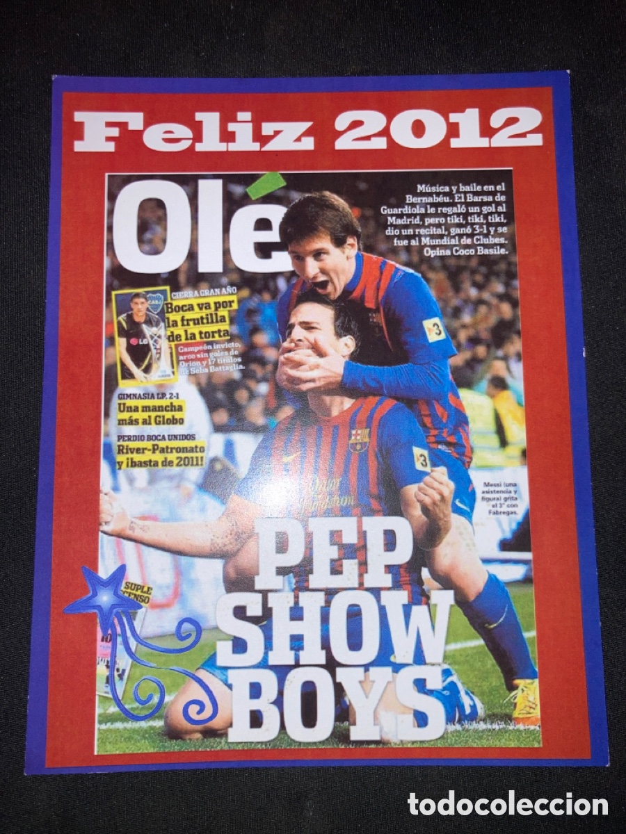 Coleccionismo deportivo: POSTAL MESSI - PORTADA OL&Eacute; (2012) - PEP SHOW BOYS -