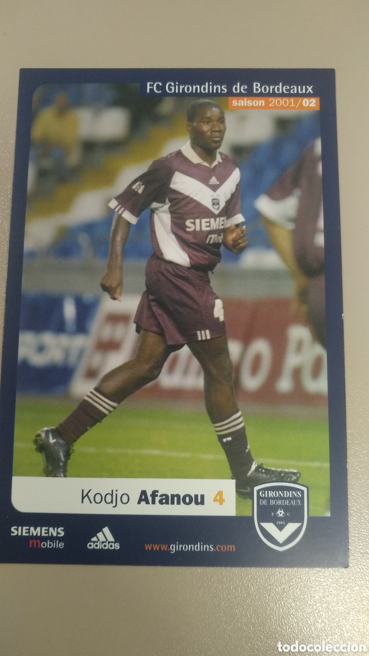 Coleccionismo deportivo: Postal Kodjo Afanou - Girondins - Foto 1