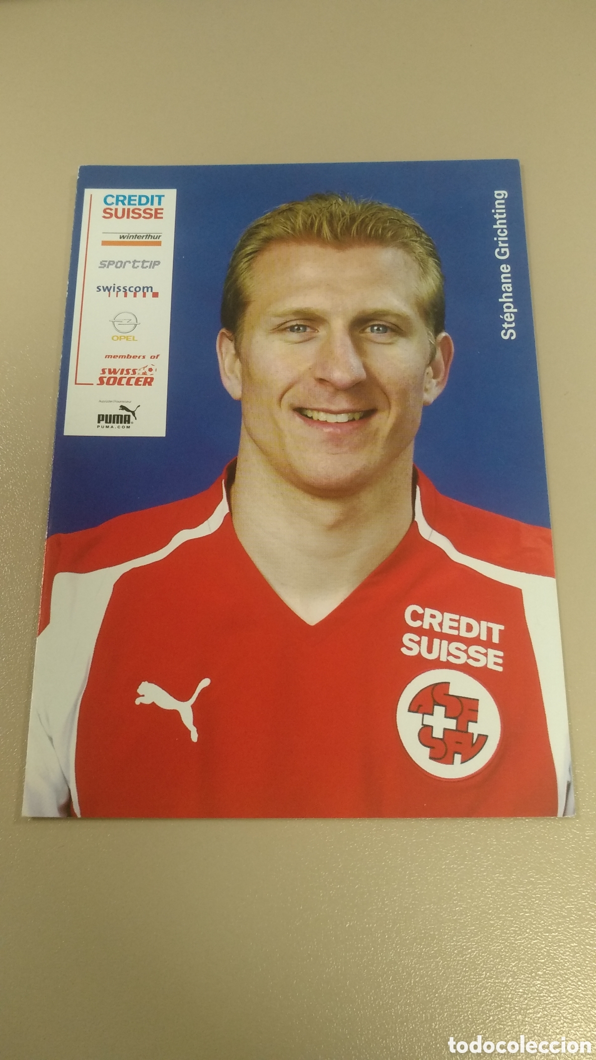 Coleccionismo deportivo: Postal St&eacute;phane Grichting - Selecci&oacute;n Suiza de f&uacute;tbol