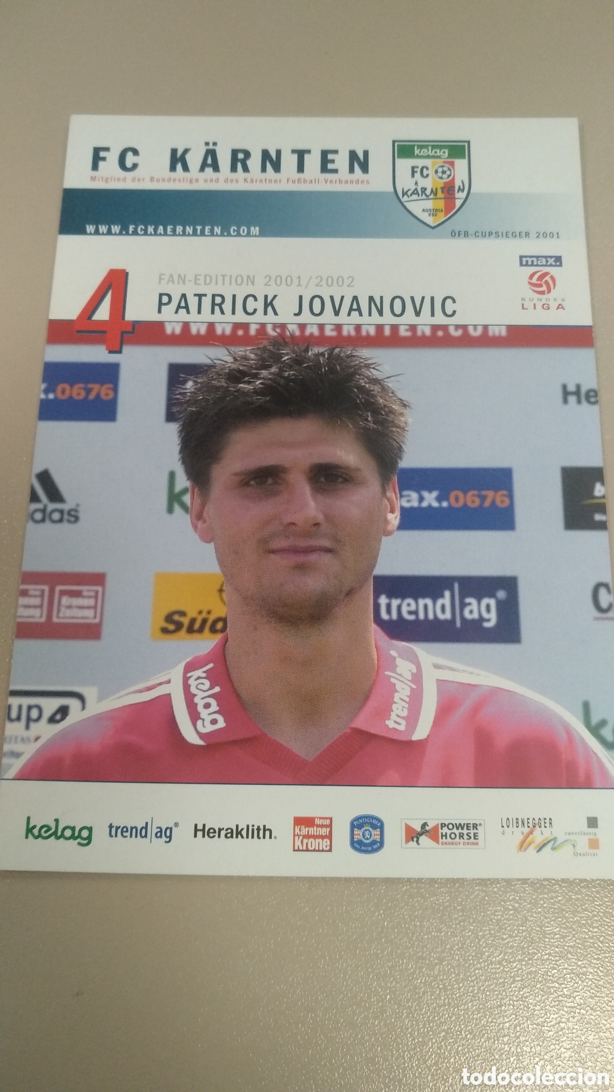 Coleccionismo deportivo: Postal Patrick Jovanovic - FC K&auml;rnten - Foto 1