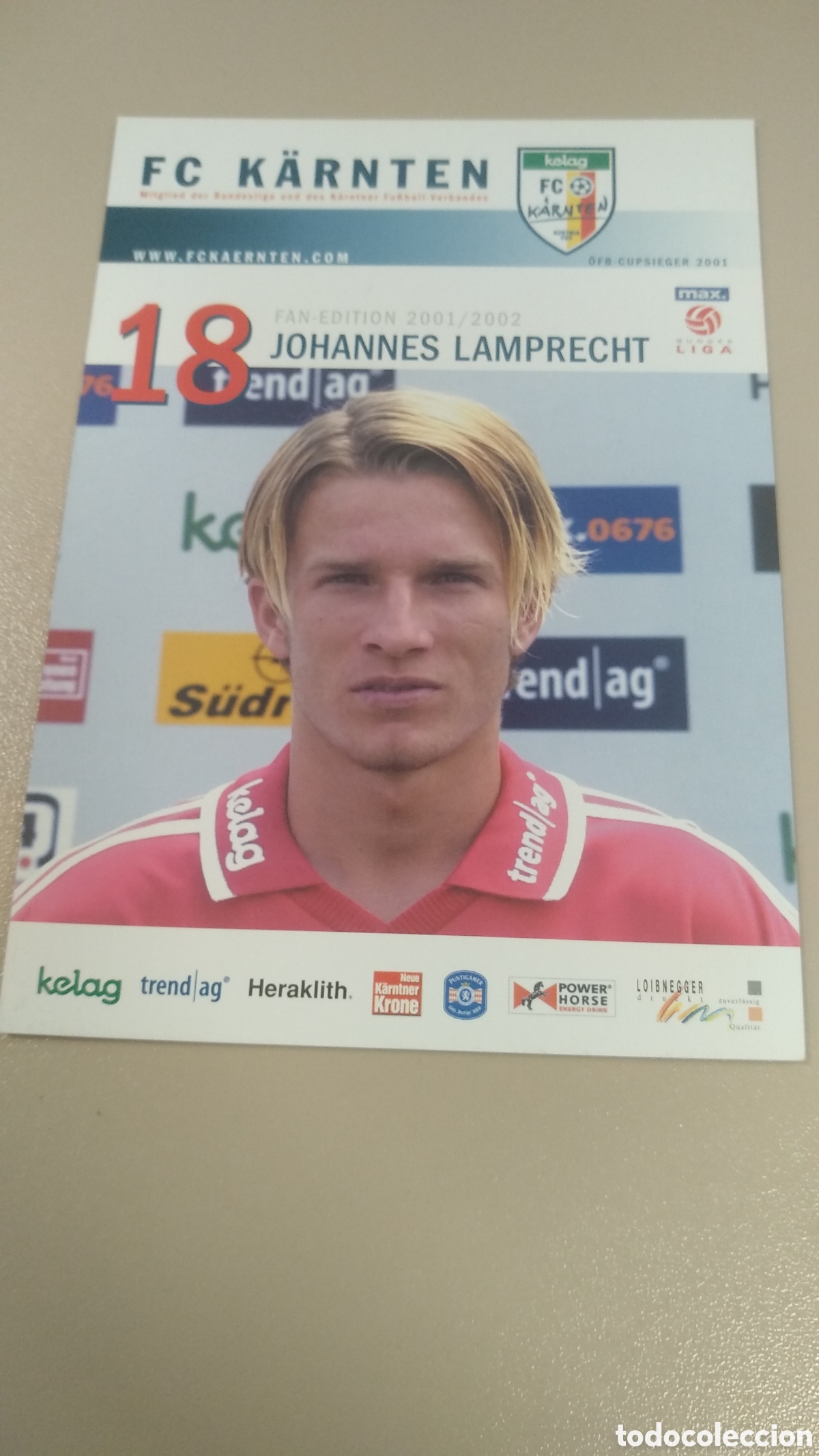 Coleccionismo deportivo: Postal Johannes Lamprecht - FC K&auml;rnten