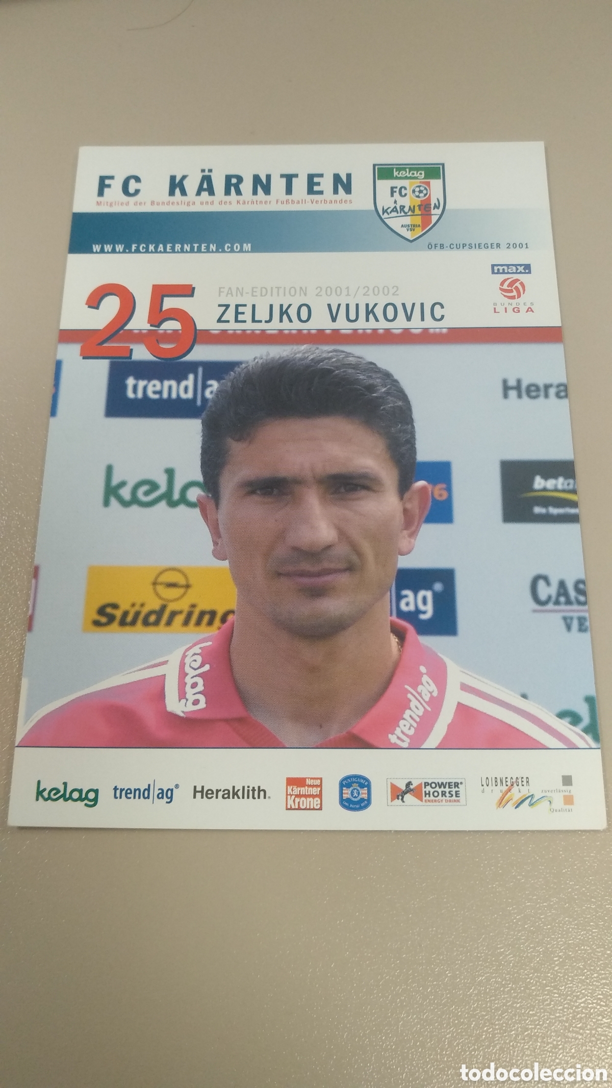 Coleccionismo deportivo: Postal Zeljko Vukovic - FC K&auml;rnten