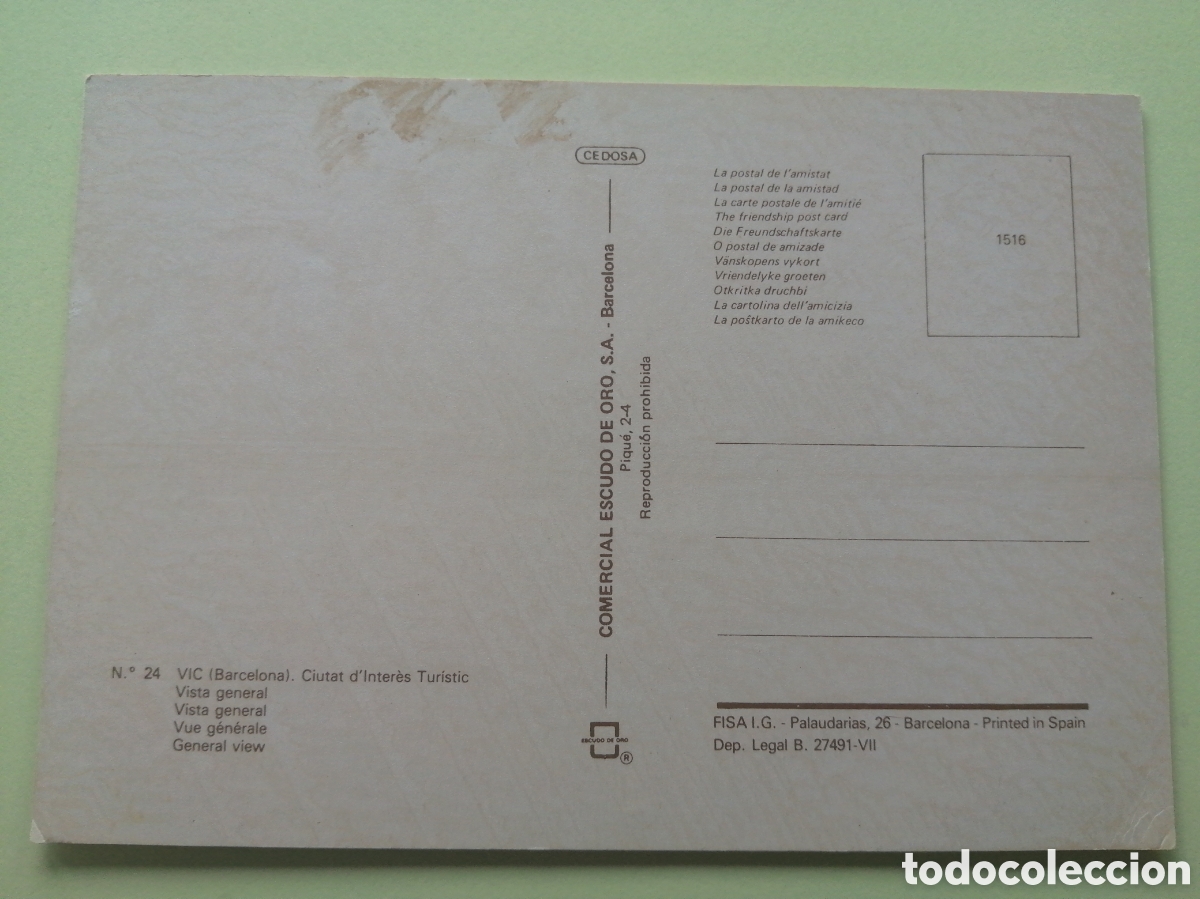 Coleccionismo deportivo: Postal Estadio de Vic (Barcelona) - Foto 3