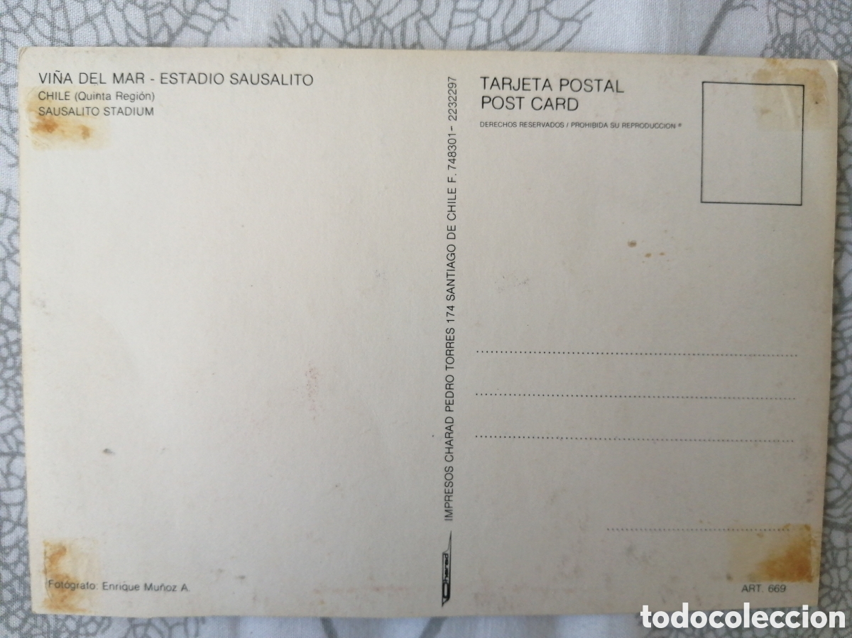 Coleccionismo deportivo: Postal Estadio Sausalito, Vi&ntilde;a del Mar - Foto 2