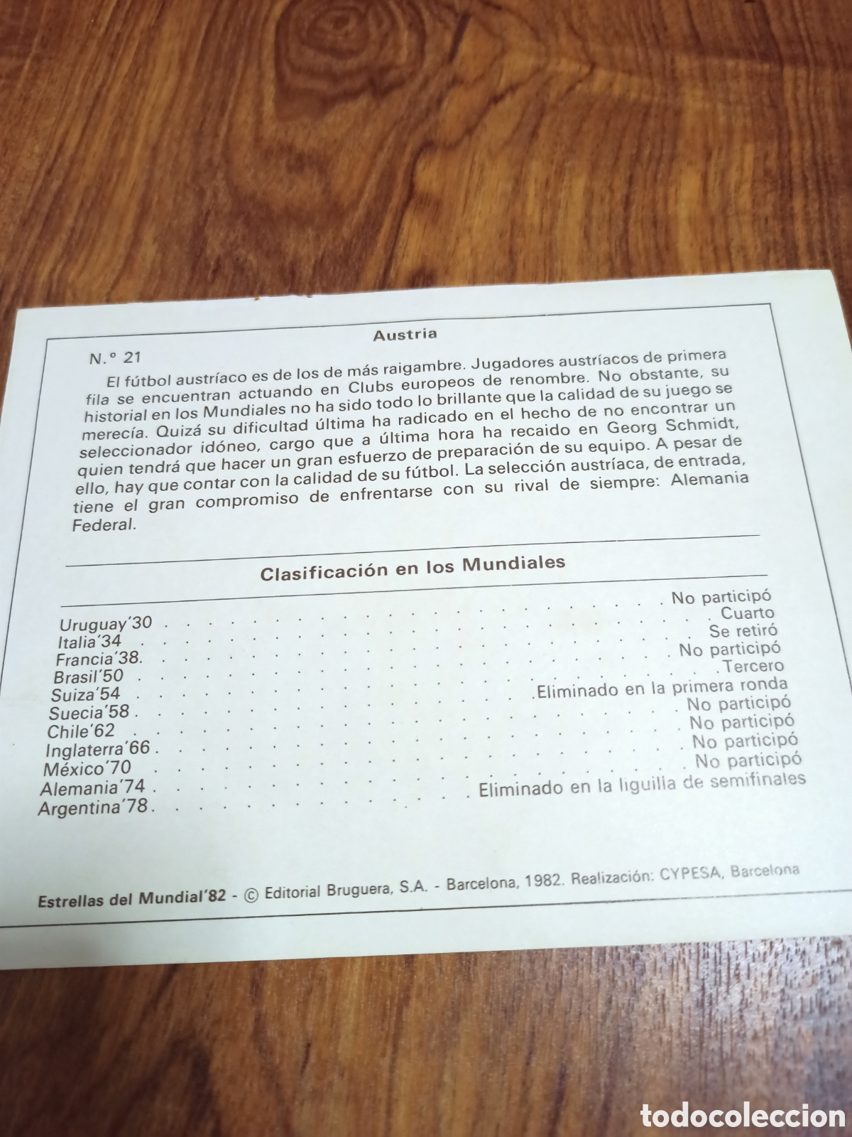 Coleccionismo deportivo: Estrellas del Mundial 82 Austria n&uacute;m 21 - Foto 2