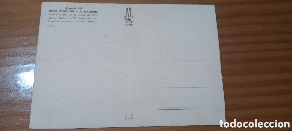 Coleccionismo deportivo: Postal Maqueta Nou Camp 1954 - Foto 2