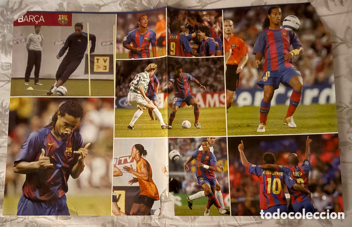 Coleccionismo deportivo: P&oacute;ster Ronaldinho con su firma - Foto 2