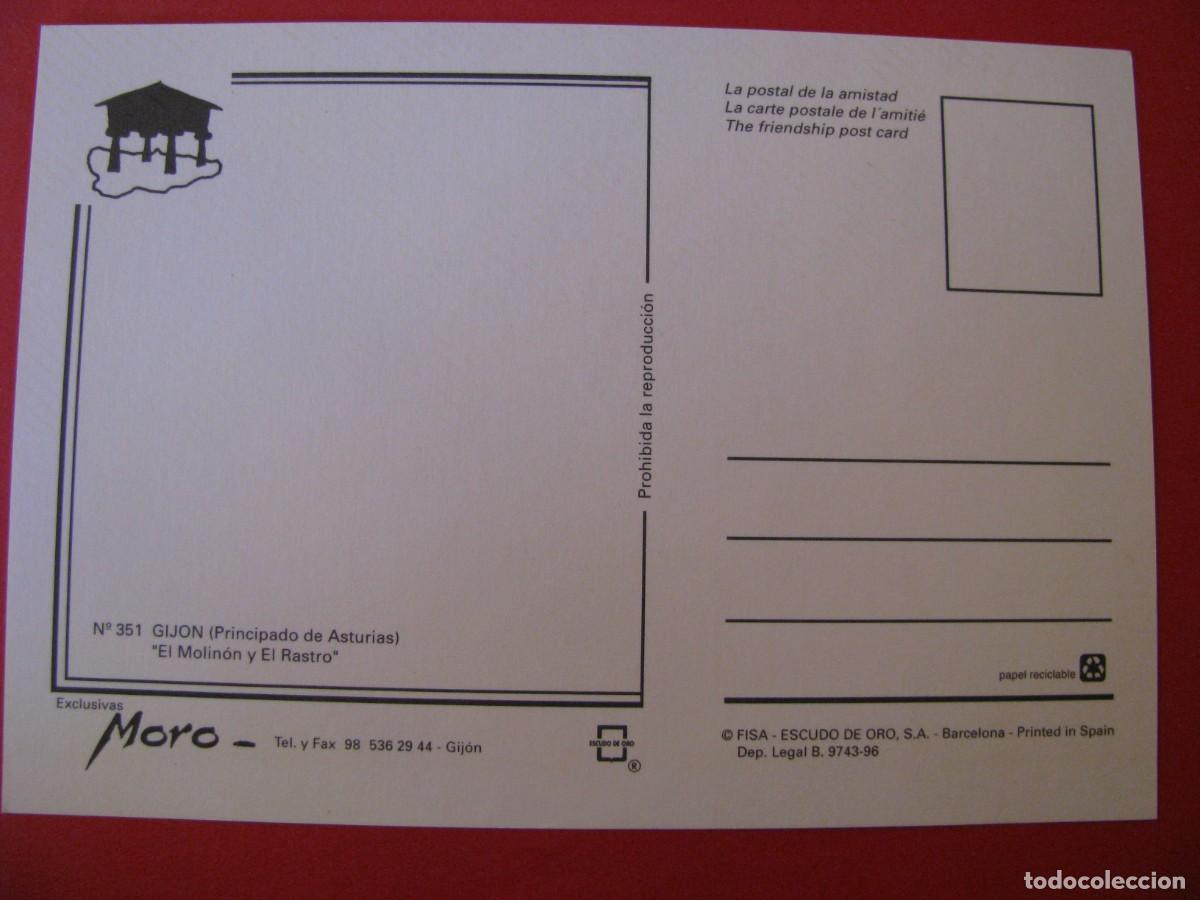 Coleccionismo deportivo: POSTAL DE GIJON. EL MOLINON Y EL RASTRO. EXCL. MORO. - Foto 2