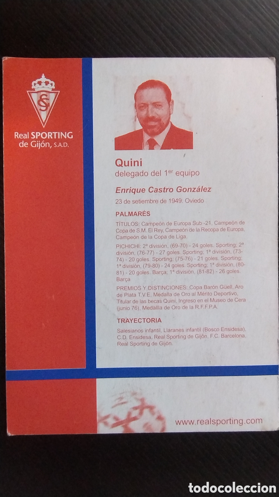 Coleccionismo deportivo: Postal de Quini del Real Sporting de - Foto 2
