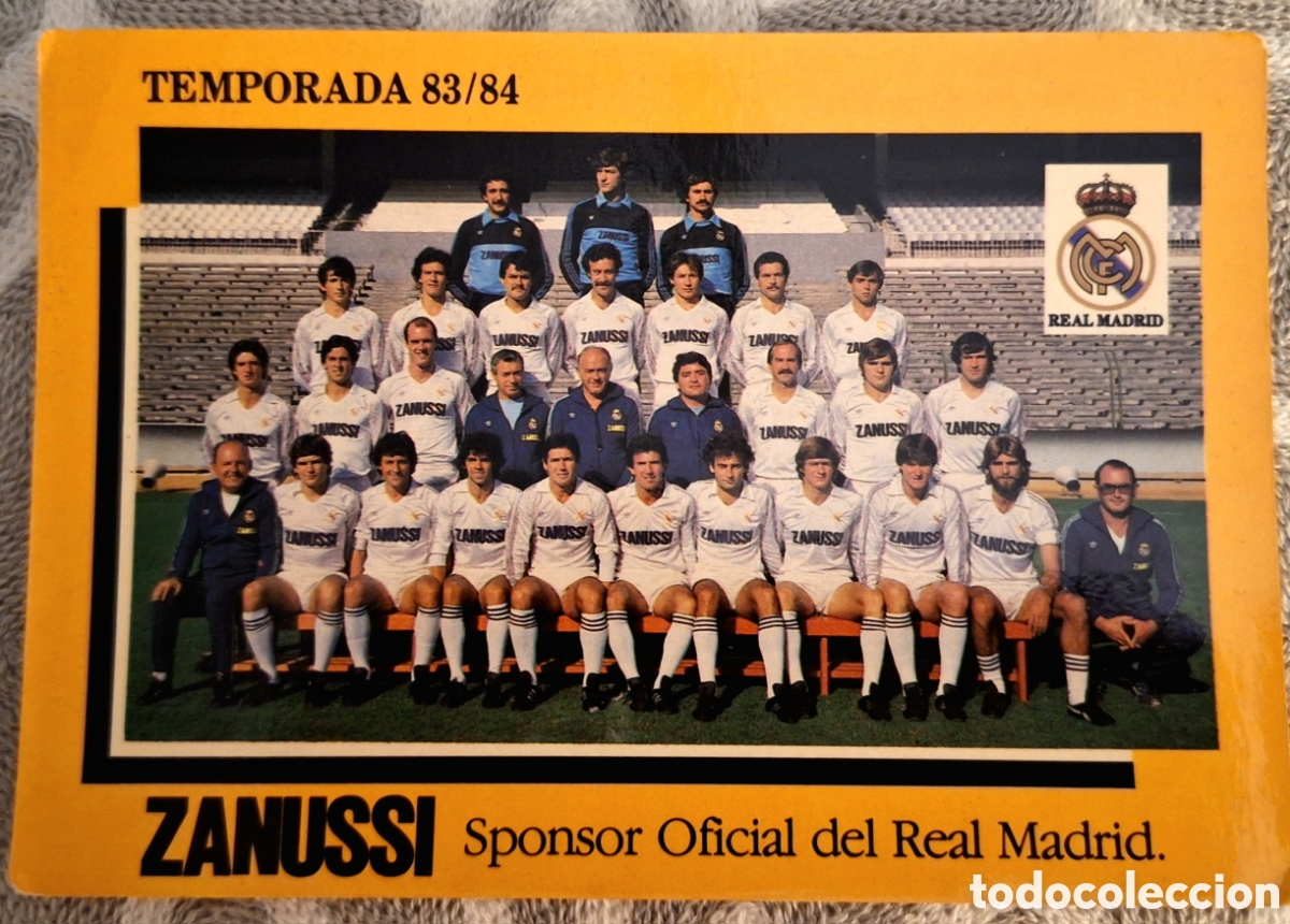 Coleccionismo deportivo: Postal real madrid 83 84 Zanussi - Foto 1