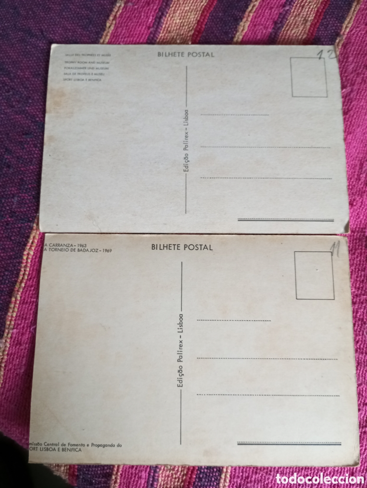 Coleccionismo deportivo: 2 postales del Benfica sala de trofeos y trofeos - Foto 2