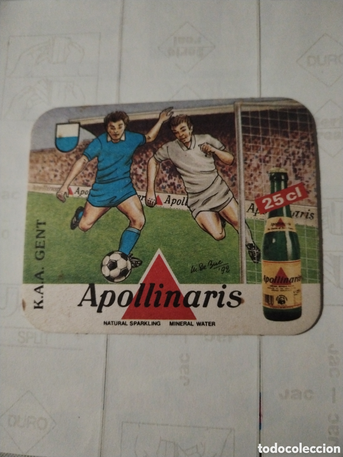 Coleccionismo deportivo: Posavasos f&uacute;tbol Apollinaris K. A. A. GENT