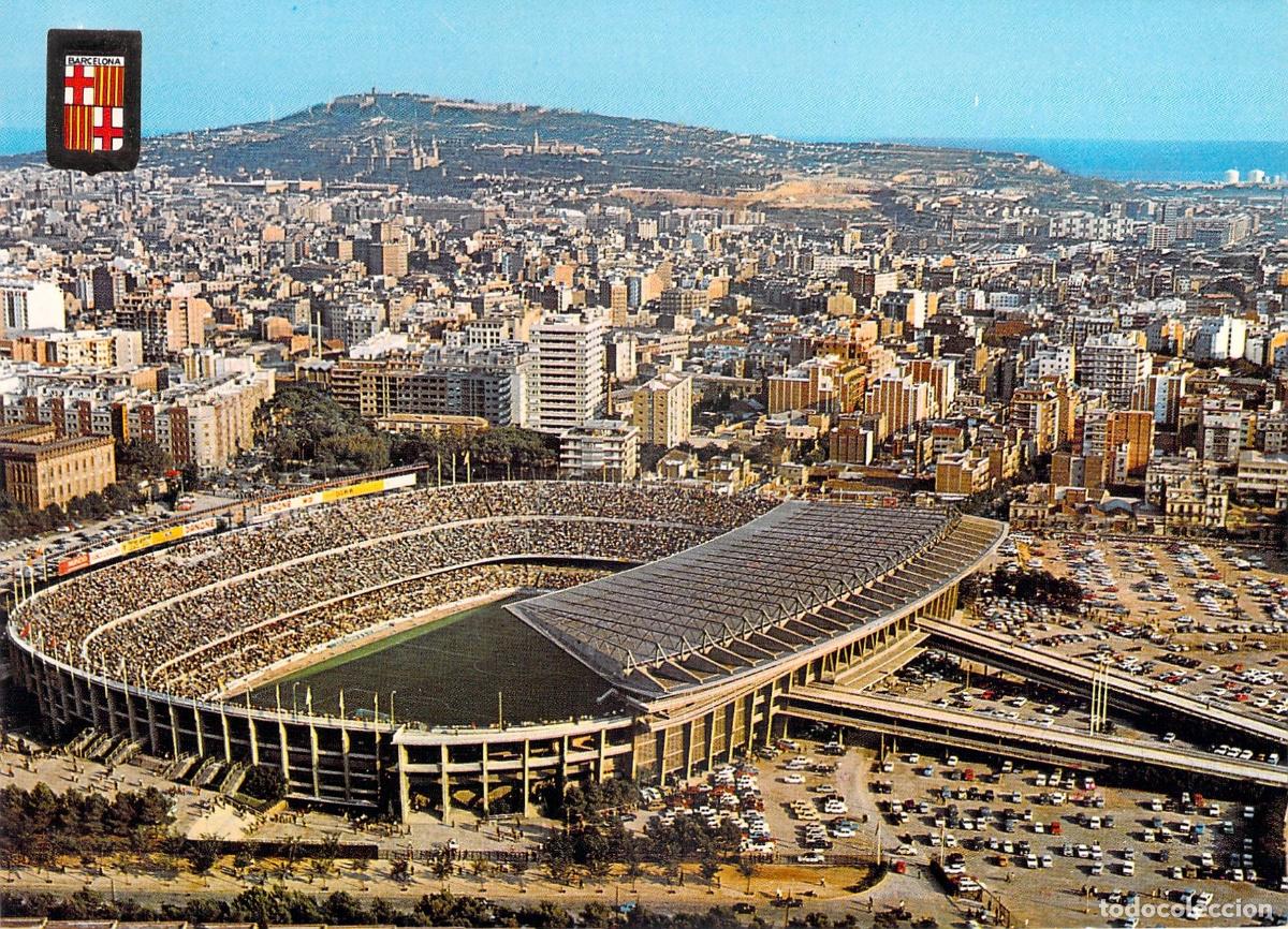 Coleccionismo deportivo: Postal de Barcelona - Vista A&eacute;rea del Estadio del FC Barcelona