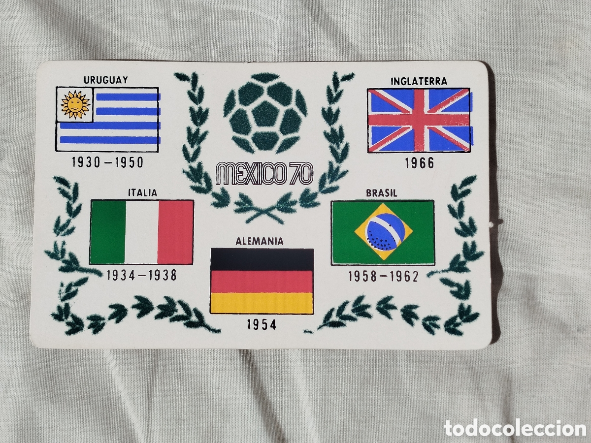 Coleccionismo deportivo: Postal M&eacute;xico 70 - Laper Serie H N&uacute;mero 1 - campeones mundiales -terciopelo - estado impecable.