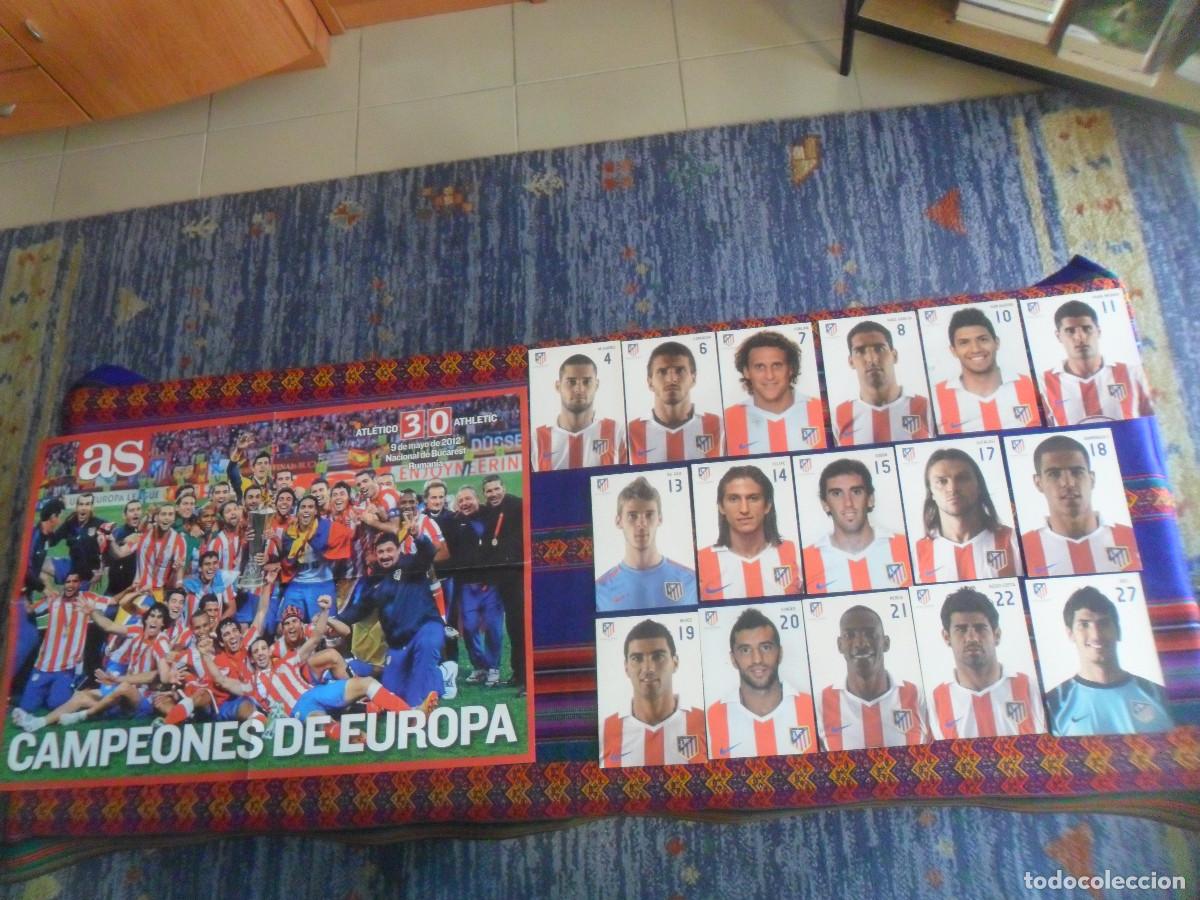 Coleccionismo deportivo: 16 POSTAL SIN CIRCULAR ATL&Eacute;TICO MADRID 2010 2011 10 11. REGALO P&Oacute;STER CAMPE&Oacute;N EUROPA LEAGUE 2011 12.