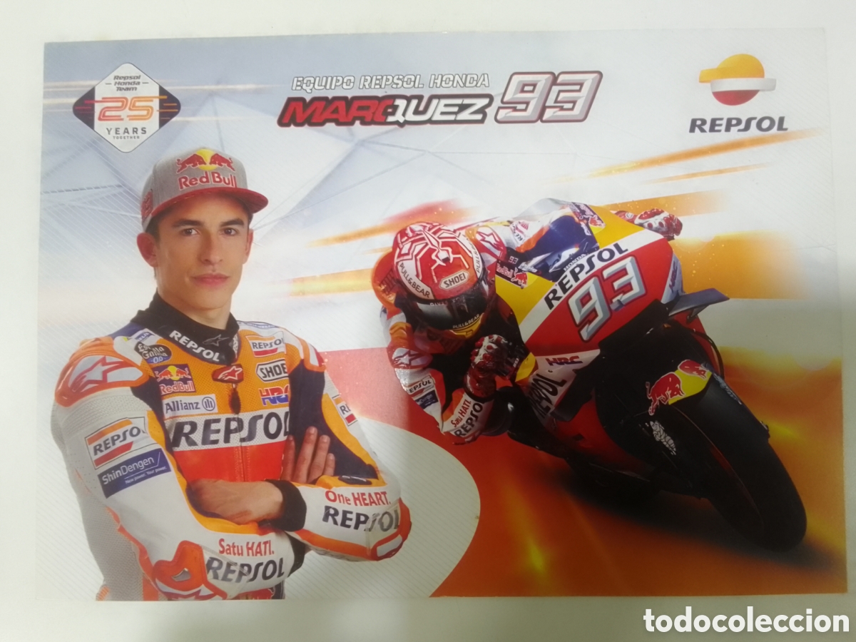 Coleccionismo deportivo: Postal Equipo Repsol Honda M&aacute;rquez 93.