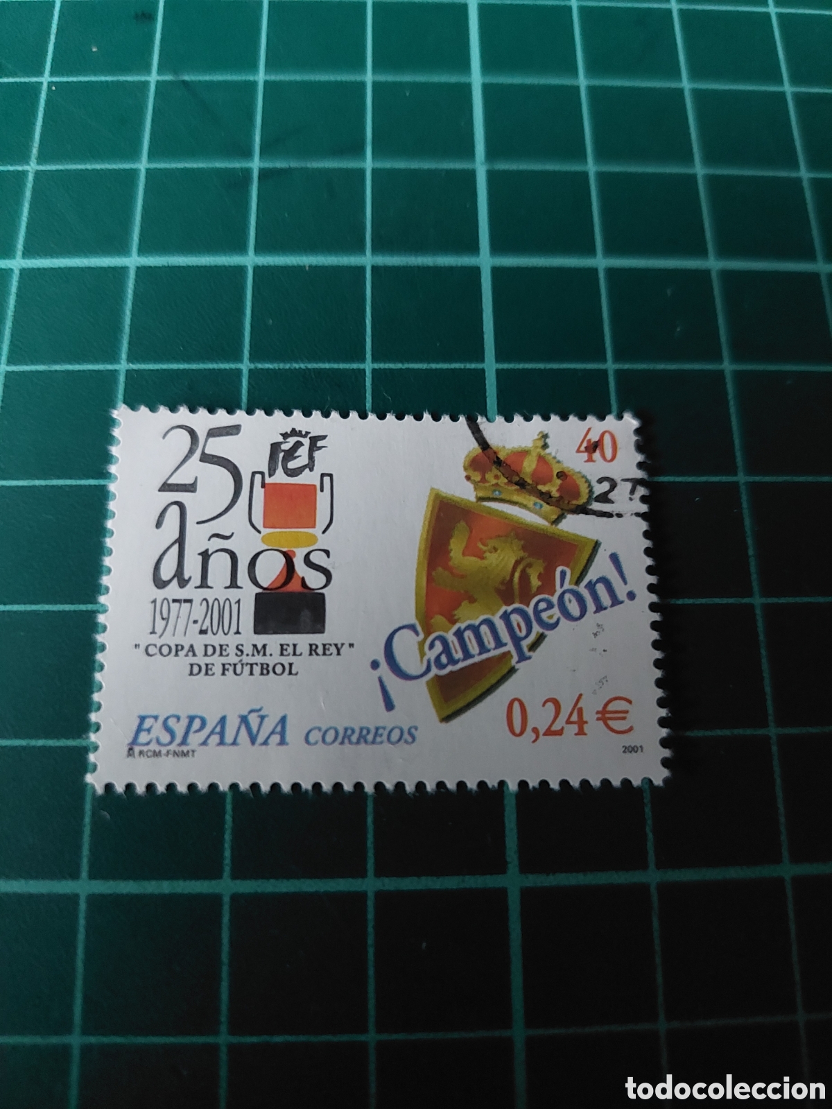 Coleccionismo deportivo: DEPORTES REAL ZARAGOZA F&Uacute;TBOL 25 ANIVERSARIO COPA REY ESPA&Ntilde;A 2001 EDIFIL 3805 USADA LUJO