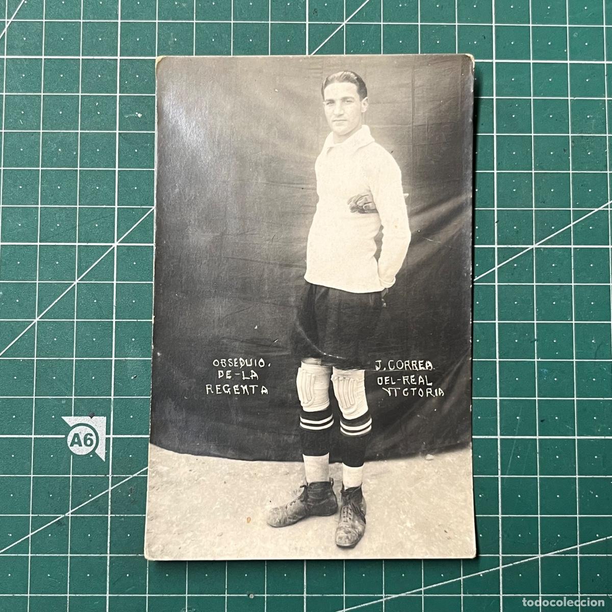 Coleccionismo deportivo: Postal de J. Correa jugador del Real Victoria, editado por La Regenta