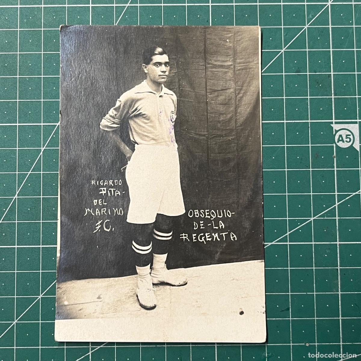Coleccionismo deportivo: Postal de Ricardo Pita del Marino futbol club, editado por La Regenta