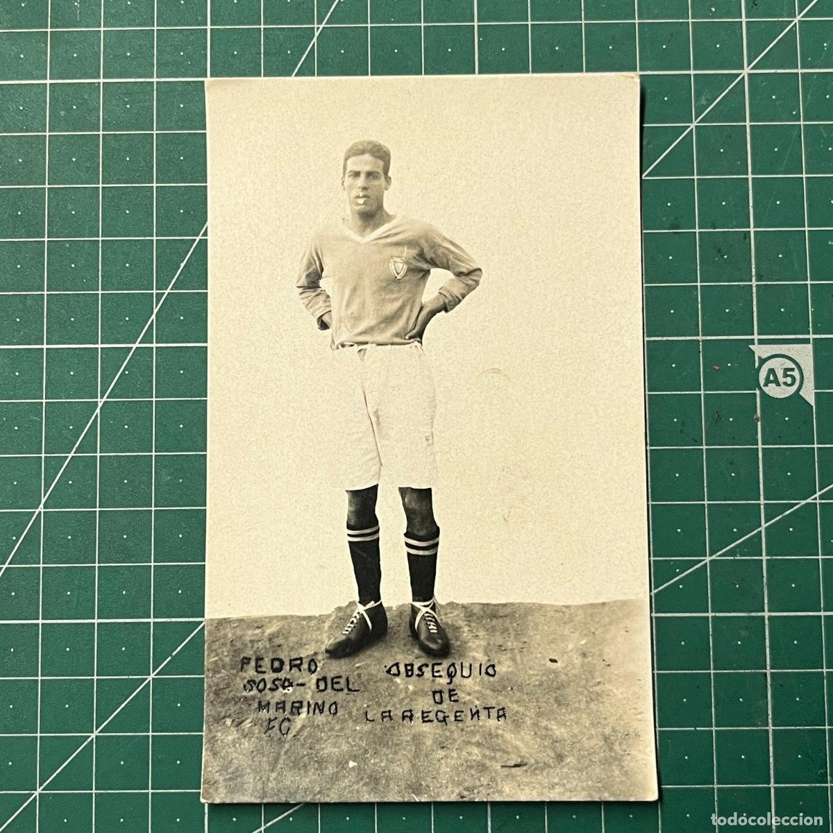 Coleccionismo deportivo: Postal de Pedro Sosa del Marino futbol club, editado por La Regenta