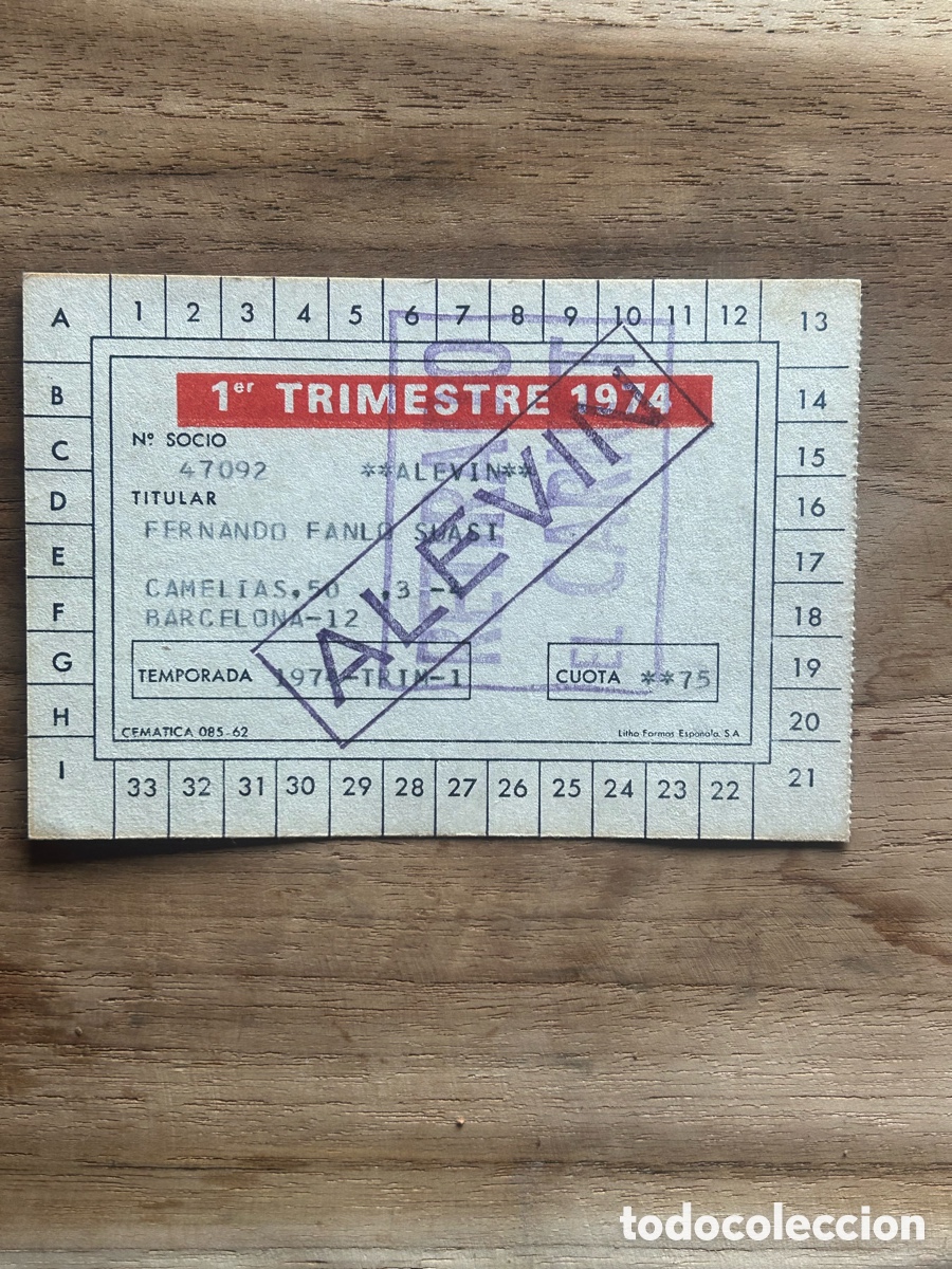 Coleccionismo deportivo: Ficha de socio BAR&Ccedil;A a&ntilde;o 1974 - Foto 2