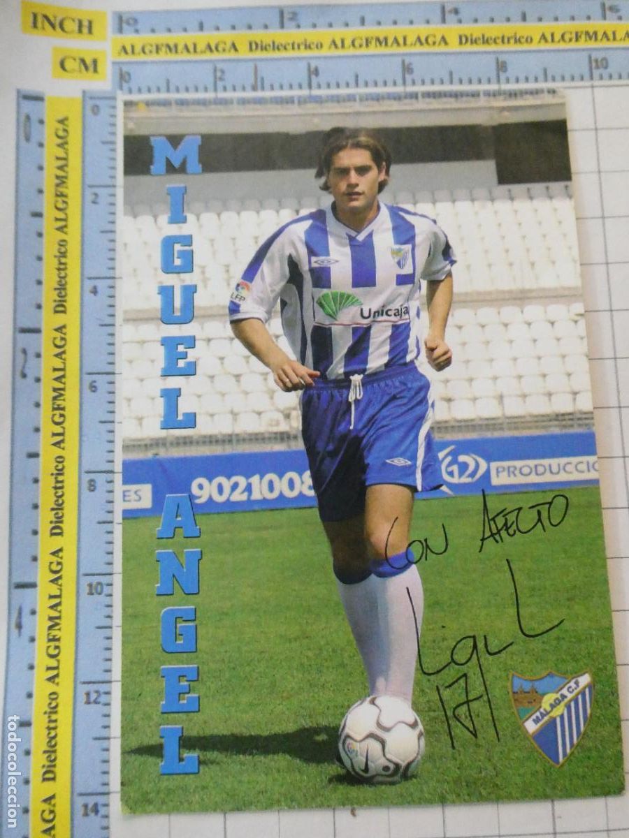 Coleccionismo deportivo: TARJETA FOTO POSTAL M&Aacute;LAGA CLUB DE F&Uacute;TBOL. MIGUEL &Aacute;NGEL. 2431