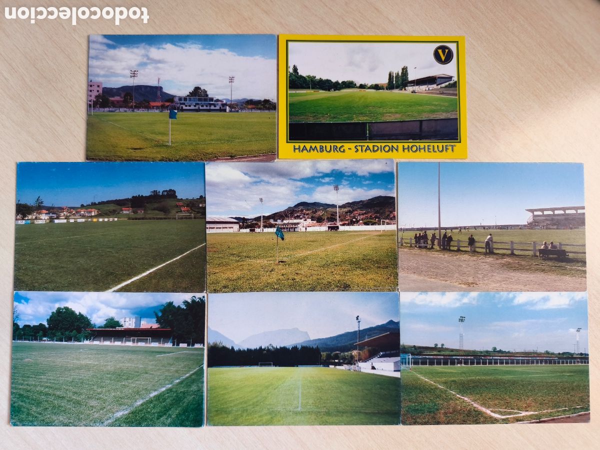 Coleccionismo deportivo: 8 postales estadios campos de futbol Espa&ntilde;a, Brasil, Alemania