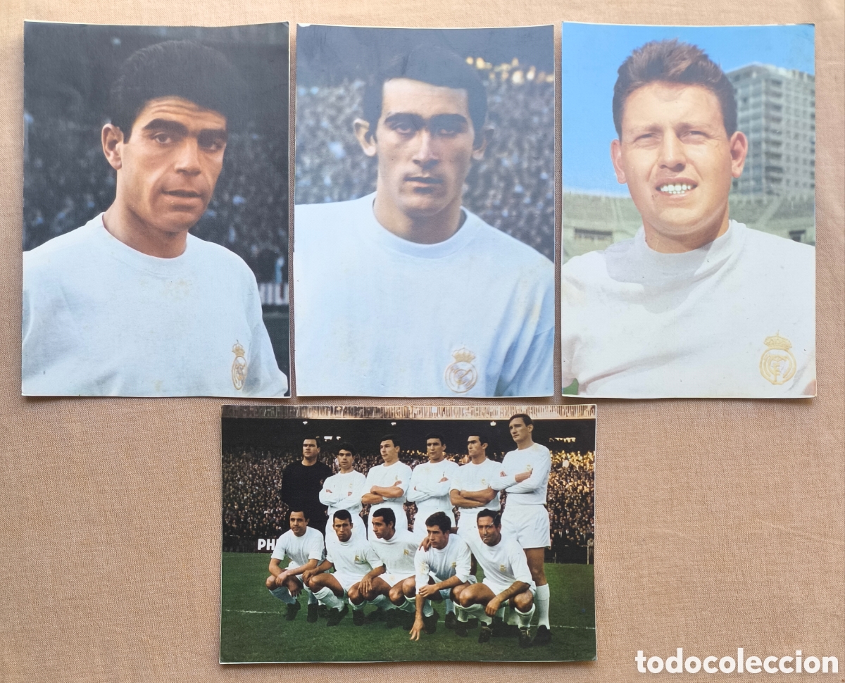 Coleccionismo deportivo: F&Uacute;TBOL REAL MADRID POSTAL LOTE 3 EQUIPO PIRRI SANCHIS GOYVAERS 1967