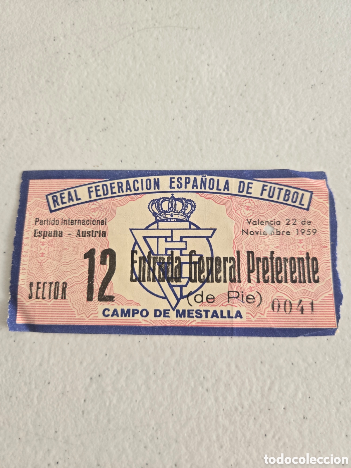 Coleccionismo deportivo: Entrada Espa&ntilde;a Austria 1959