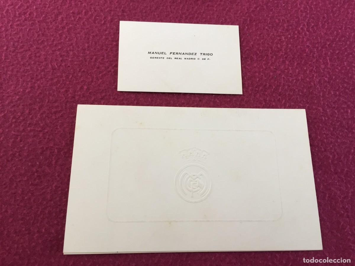 Coleccionismo deportivo: Tarjeta visita del gerente del Real Madrid - Manuel Fernandez Trigo + felicitacion con Estadio 1981