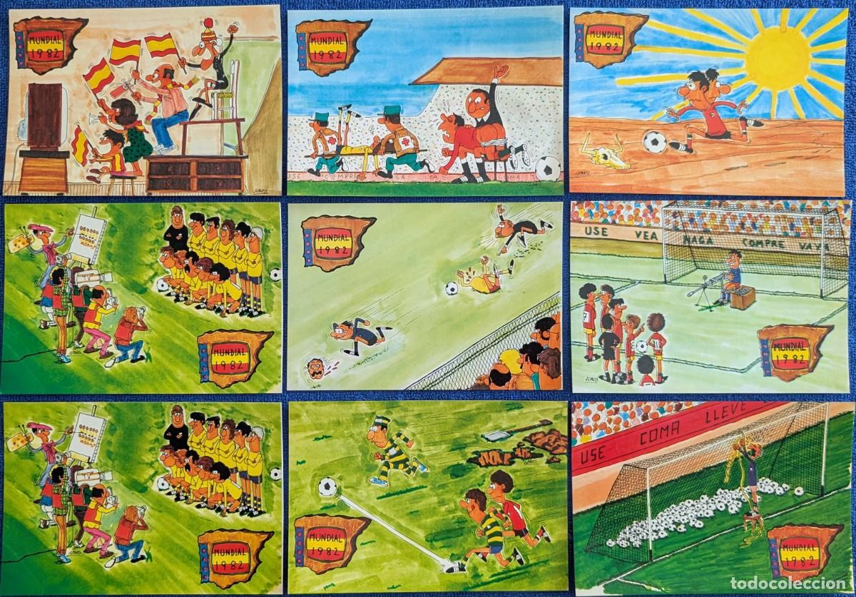 Coleccionismo deportivo: Lote de 9 postales humor&iacute;sticas - Mundial 92 - Espa&ntilde;a 82 &iexcl;Sin circular!