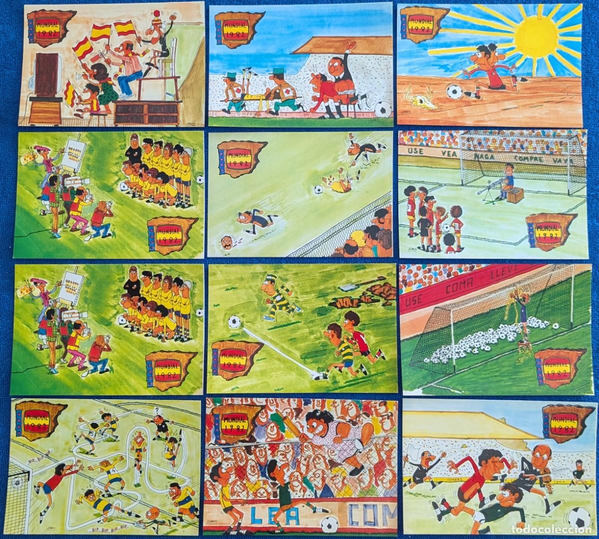 Coleccionismo deportivo: Lote de 12 postales humor&iacute;sticas - Mundial 92 - Espa&ntilde;a 82 &iexcl;Sin circular!