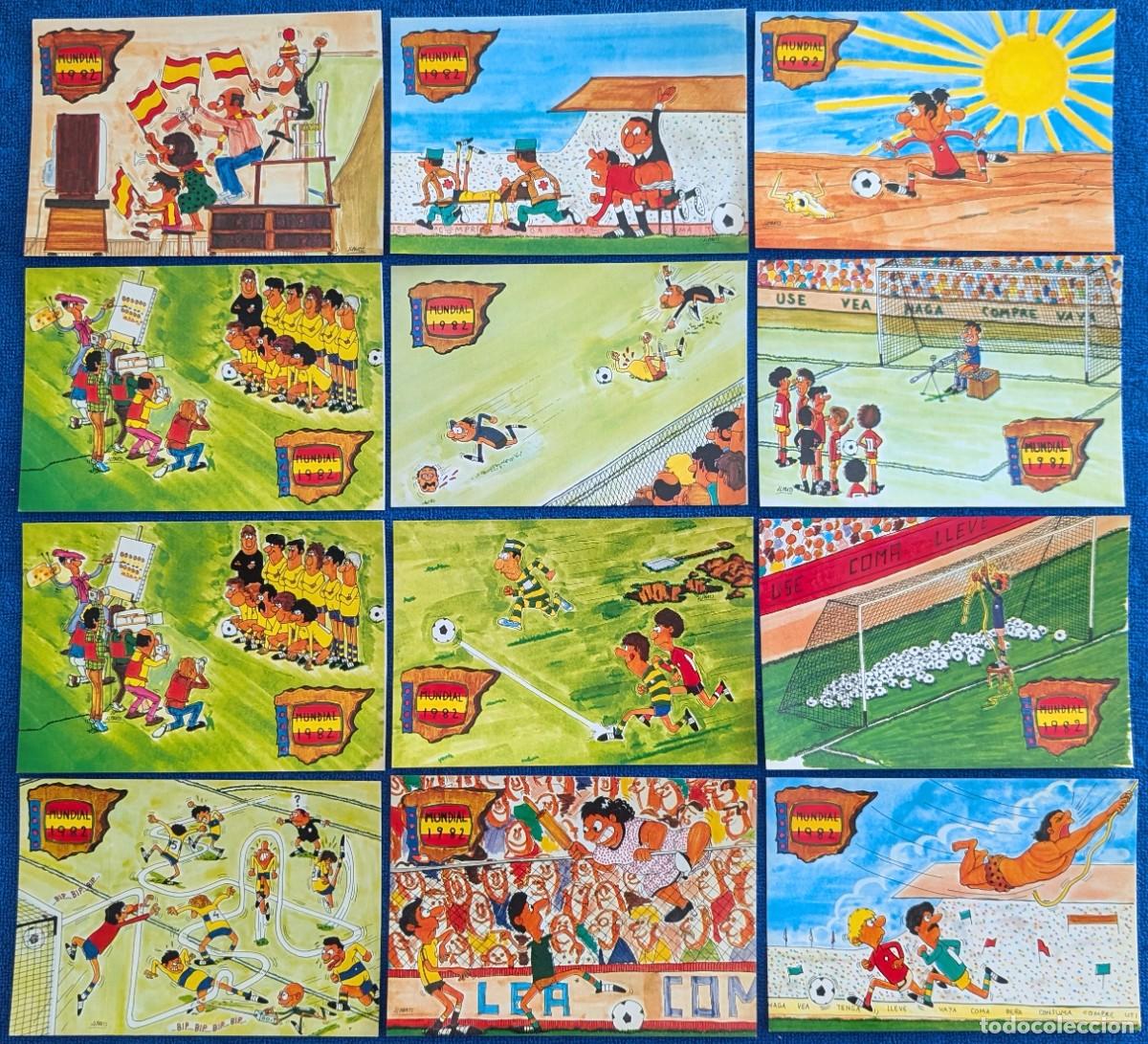 Coleccionismo deportivo: Lote de 12 postales humor&iacute;sticas - Mundial 92 - Espa&ntilde;a 82 &iexcl;Sin circular!