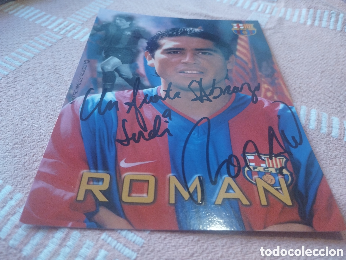 Coleccionismo deportivo: Postal original del FCB del jugador Roman con aut&oacute;grafo